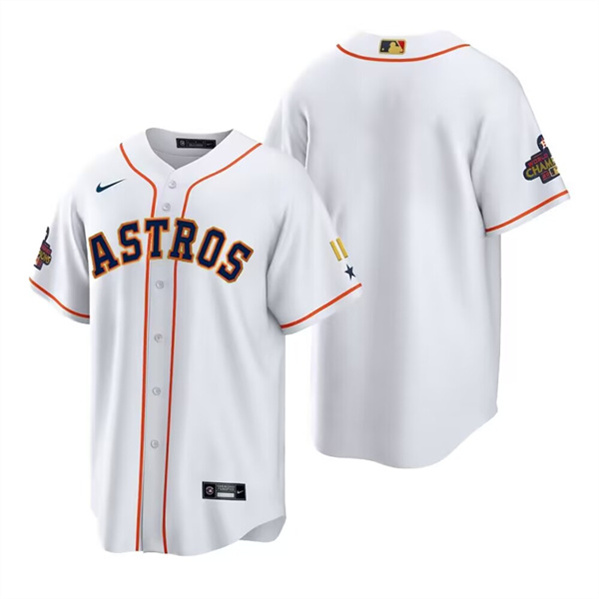 Men's Houston Astros Blank White Gold 2022 World Series Champions Stitched Baseball Jersey